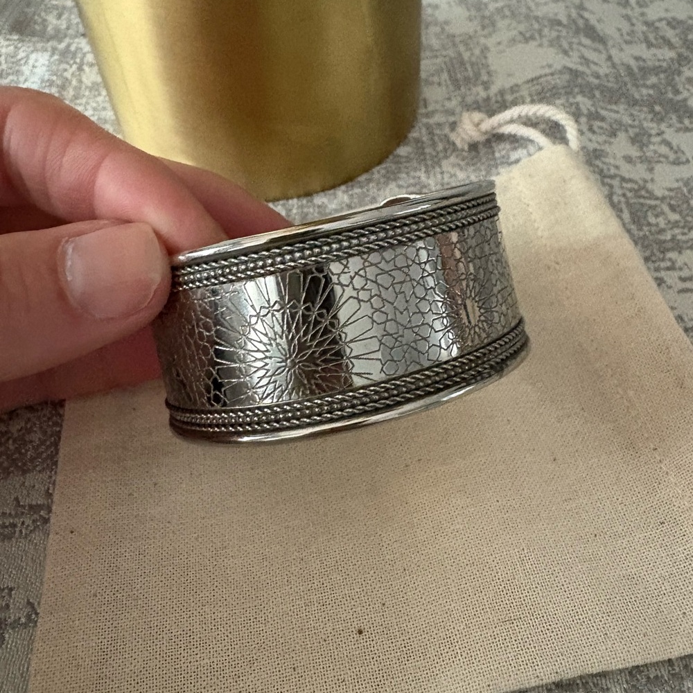 Silver Floral Cuff Bracelet